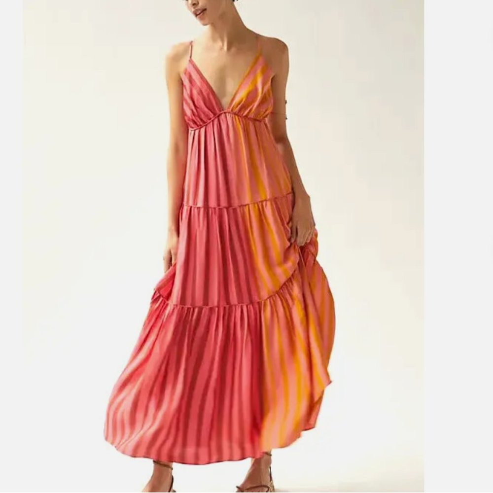 Farm Rio Anthropologie Striped Maxi Dress